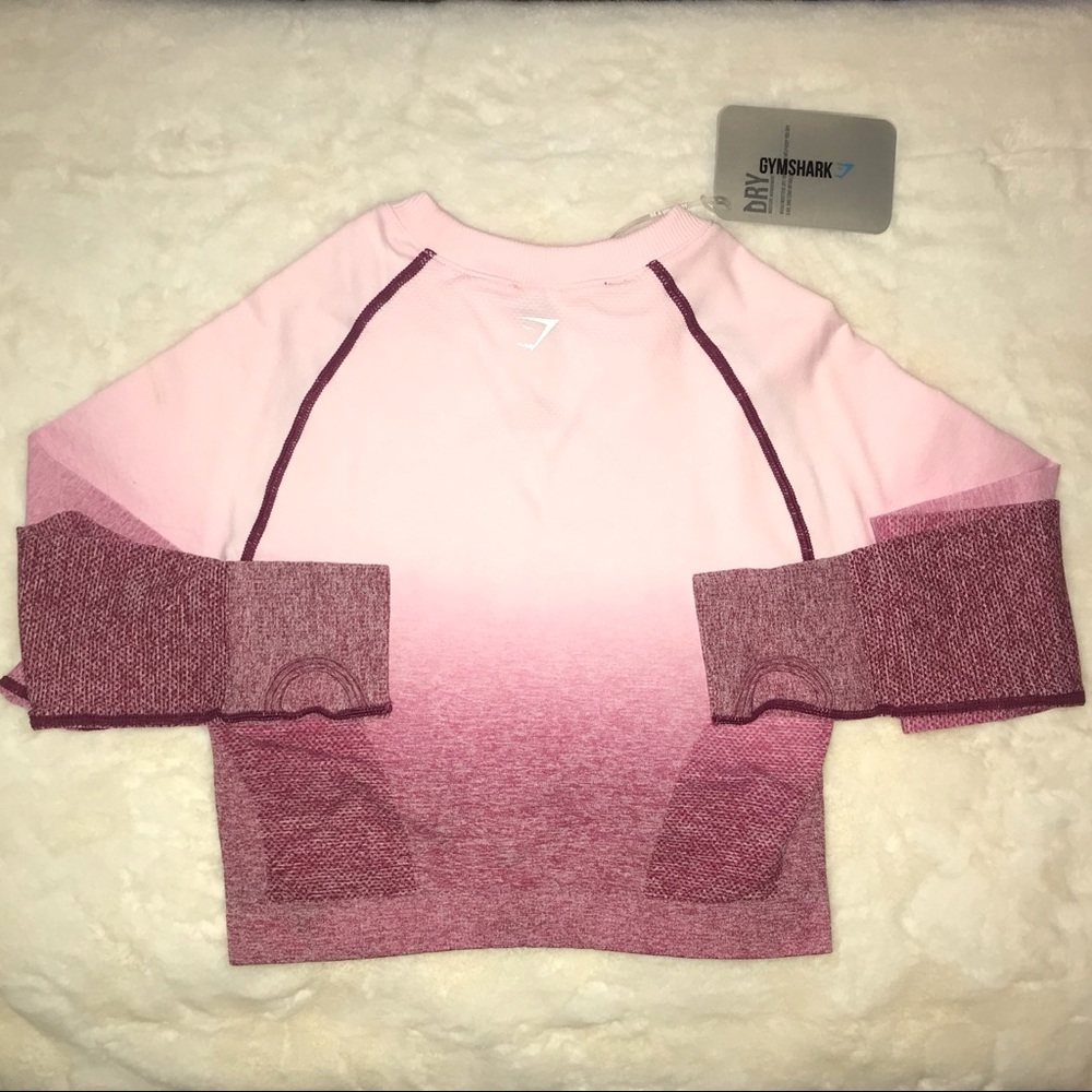 Gymshark Ombre Seamless Crop Top - Chalk Pink/Beet - Picture 4 of 9